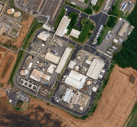 Solazyme Moema algal fermentation facility, aerial view